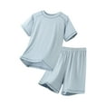 thumbnail image 1 of Plebaso Boys Girls Summer Pajama Set Short Sleeve Tshirts Sleep Shorts 2 Piece Lounge Outfits for Kids, 1 of 4