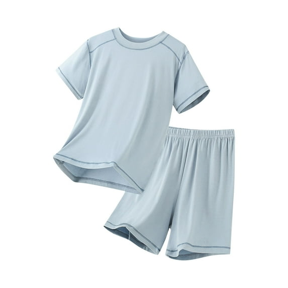 Plebaso Boys Girls Summer Pajama Set Short Sleeve Tshirts Sleep Shorts 2 Piece Lounge Outfits for Kids