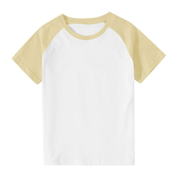 Plebaso Boys Girls Summer T-Shirts Short Sleeve Color Block Tee Tops for Kids Casual Crew Neck Shirts