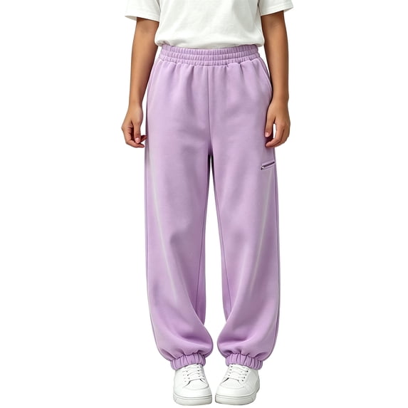 Plebaso Boys Girls Sweatpants Elastic Bottom Casual Joggers High Waist Solid Color Sweat Pants for Kids