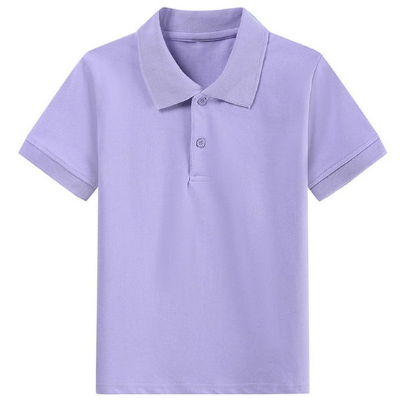 Plebaso Boys Short Sleeve Golf Shirts Girls Collared School Uniform Tops Solid Color Activewear Sports Tee