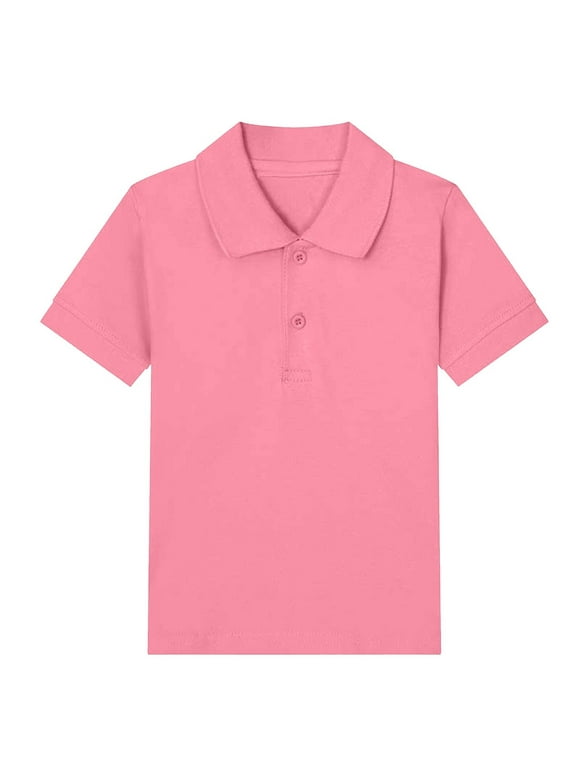 Plebaso Boys Short Sleeve Golf Shirts Girls Collared School Uniform Tops Solid Color Activewear Sports Tee