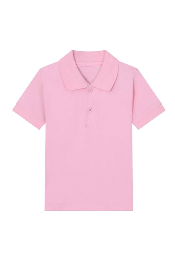 Boys Short Sleeve Golf Shirts Girls Collared School Uniform Tops Solid Color Activewear Sports Tee
