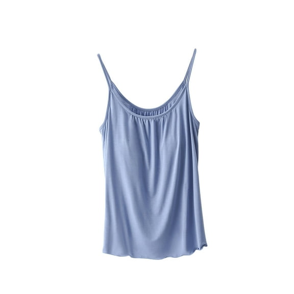 Plebaso Camisole Tops for Women Pajama Tank Top Spaghetti Strap Cami Soft Sleep Sleeveless Shirts with Built in Bras