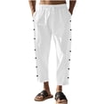 thumbnail image 1 of Plebaso Capri Pants for Men Casual Elastic Waist Beach Pants Summer Drawstring Lightweight Button Pants, 1 of 3