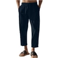 thumbnail image 1 of Plebaso Capri Pants for Men Casual Elastic Waist Beach Pants Summer Drawstring Lightweight Button Pants, 1 of 3