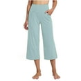 thumbnail image 1 of Plebaso Capris for Women Spring Summer Solid Color Wide Leg Cropped Yoga Pants Ladies Casual Sports Fitness Pants, 1 of 6