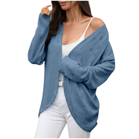 Plebaso Cardigan for Women Long Sleeve Casual Open Front Sweater Lightweight Womens Loose Knit Cardigans