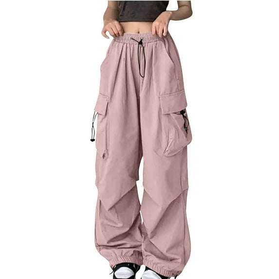 Plebaso Cargo Pants for Women Trendy High Waisted Solid Color Overalls Pants with Pockets Women's Jogger Pants
