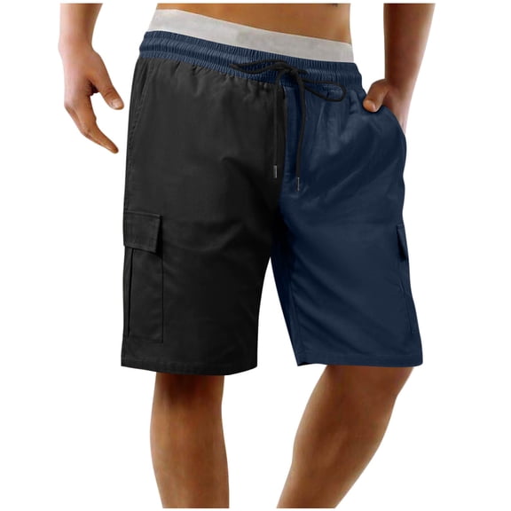 Plebaso Cargo Shorts for Men Color Block Lightweight Hiking Shorts Mens Drawstring Outdoor Work Shorts