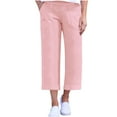 thumbnail image 1 of Plebaso Casual Capri Pants for Women Elastic Waist Wide Leg Cropped Pants Womens Summer Loose Trousers, 1 of 8