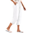 thumbnail image 1 of Plebaso Casual Capri Pants for Women Elastic Waist Wide Leg Cropped Trousers Drawstring with Pockets, 1 of 5