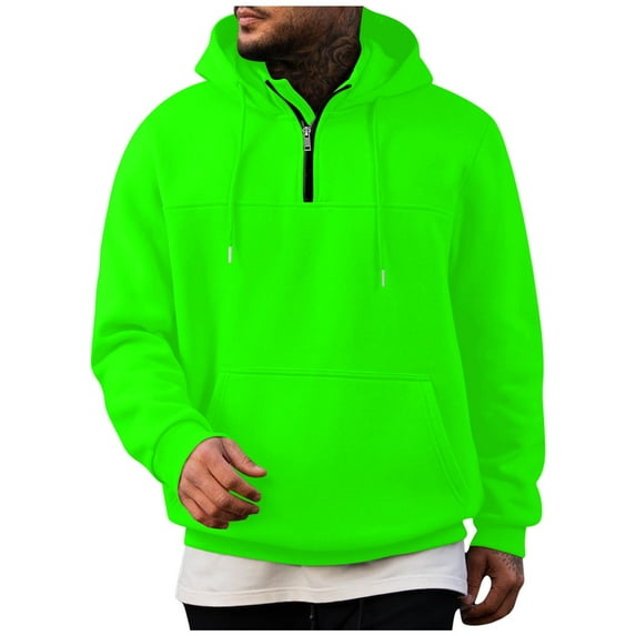 Plebaso Casual Hoodies for Men Quarter Zip Pullover with Pockets Mens Long Sleeve Hooded Sweatshirts