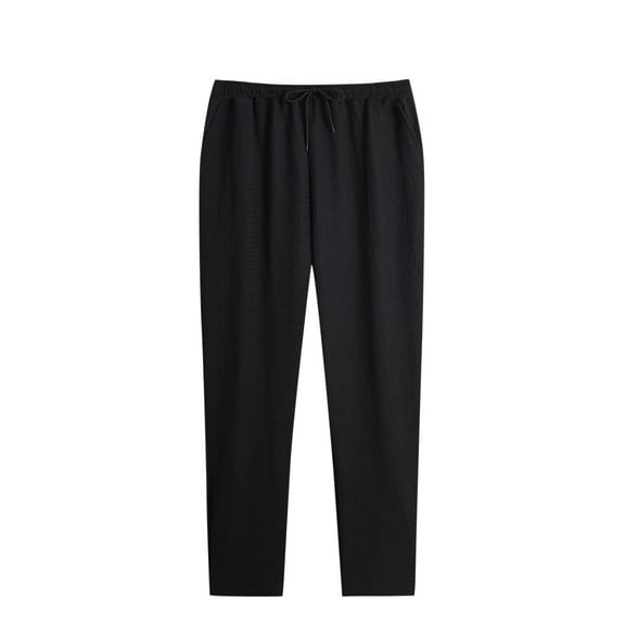 Plebaso Casual Pants for Men Drawstring Straight Leg Pants Lightweight Mens Summer Plain Lounge Trousers