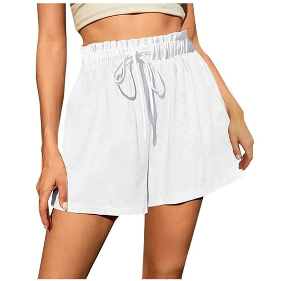 Plebaso Casual Shorts for Women Summer High Waist Wide Leg Shorts Drawstring Loose Womens Beach Shorts