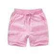 thumbnail image 1 of Plebaso Cotton Shorts for Kids Casual Elastic Waist Boys Girls Summer Plain Jogger Shorts with Pockets, 1 of 5