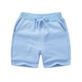 thumbnail image 1 of Plebaso Cotton Shorts for Kids Casual Elastic Waist Boys Girls Summer Plain Jogger Shorts with Pockets, 1 of 5