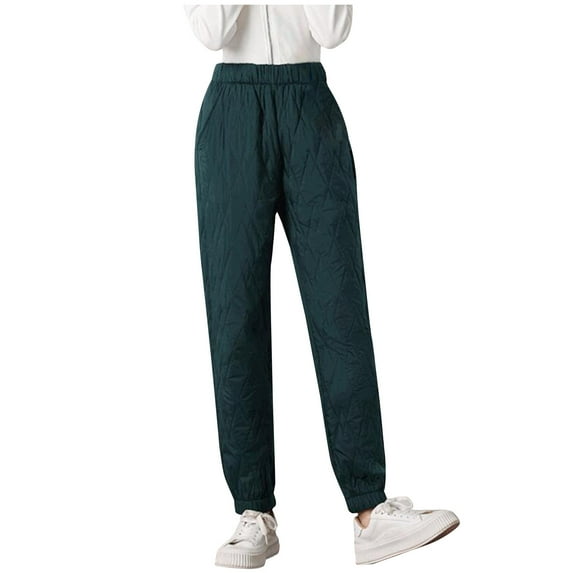 Plebaso Fall Winter Pants for Women Solid Color Elastic Waist Keep Warm Long Pants Ladies Casual Full Length Pants