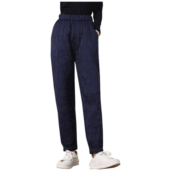 Plebaso Fall Winter Pants for Women Solid Color Elastic Waist Keep Warm Long Pants Ladies Casual Full Length Pants