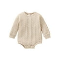 thumbnail image 1 of Plebaso Fall Winter Toddler Baby Long Sleeve Knitted Sweater Romper Solid Color Warm Jumpsuit Baby Clothes, 1 of 7