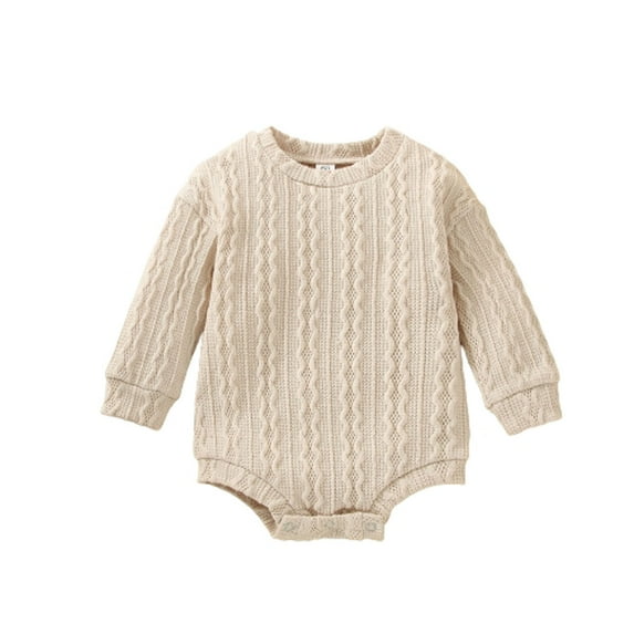 Plebaso Fall Winter Toddler Baby Long Sleeve Knitted Sweater Romper Solid Color Warm Jumpsuit Baby Clothes