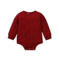 thumbnail image 1 of Plebaso Fall Winter Toddler Baby Long Sleeve Knitted Sweater Romper Solid Color Warm Jumpsuit Baby Clothes, 1 of 7