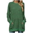 thumbnail image 1 of Plebaso Fall Winter Womens Long Sleeve Shirts Pockets T-Shirts Striped Graphic Tees Pullover Shirts, 1 of 8