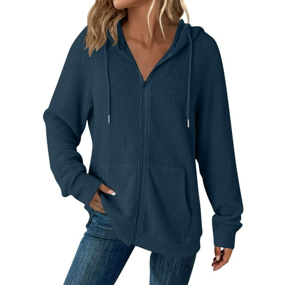 Plebaso Full Zip Hoodies for Women Long Sleeve Lightweight Womens Casual Hooded Jackets with Pockets