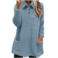 thumbnail image 1 of Plebaso Fuzzy Fleece Sweatshirts for Women Button Collared Long Pullover Womens Soft Tops with Pockets, 1 of 6