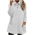 thumbnail image 1 of Plebaso Fuzzy Fleece Sweatshirts for Women Button Collared Long Pullover Womens Soft Tops with Pockets, 1 of 6