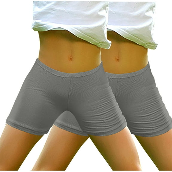 Plebaso Girls 2 Pack Dance Shorts Cotton Under Dress Shorts Elastic Waist Stretchy Kids Biker Shorts