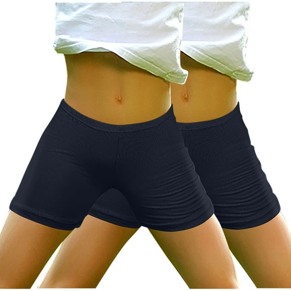 Plebaso Girls 2 Pack Dance Shorts Cotton Under Dress Shorts Elastic Waist Stretchy Kids Biker Shorts