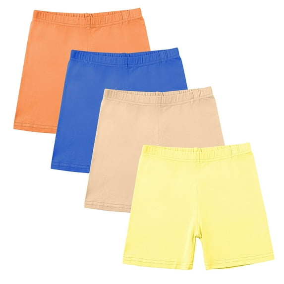 Plebaso Girls 4 Pack Biker Shorts Dance Cotton Shorts Kids Girls Comfy Under Dress Shorts for Summer