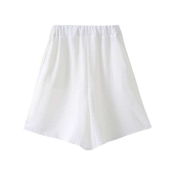 Plebaso Girls Boys Casual Shorts Elastic Waist Wide Leg Shorts Solid Color Summer Shorts with Pockets
