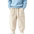 thumbnail image 1 of Plebaso Girls Boys Casual Sweatpants High Waist Elastic Bottom Joggers Corduroy Athletic Baggy Pants with Pockets, 1 of 7