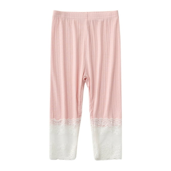 Plebaso Girls Capri Leggings Kids Lace Patchwork Cute Capris Elastic Waist Dance Yoga Bottom for Girls