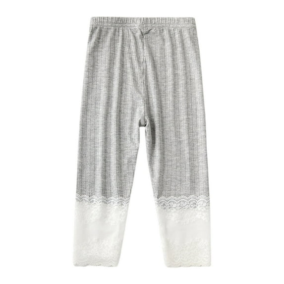 Plebaso Girls Capri Leggings Kids Lace Patchwork Cute Capris Elastic Waist Dance Yoga Bottom for Girls