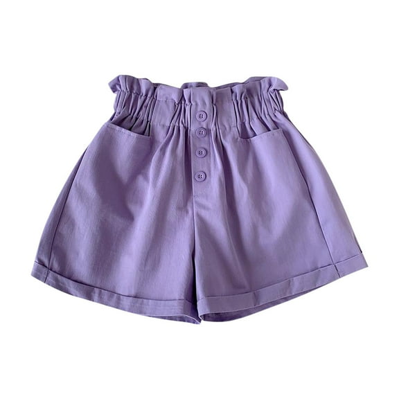 Plebaso Girls Casual Shorts High Waist Wide Leg Girls Shorts Lightweight Plain Summer Thin Shorts for Kids