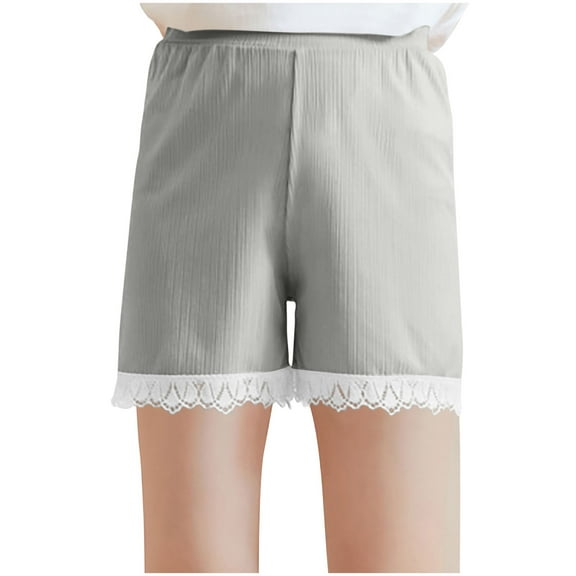 Plebaso Girls Casual Shorts Lounge Cotton Shorts with Lace Kids Girls Elastic Waist Loose Summer Shorts