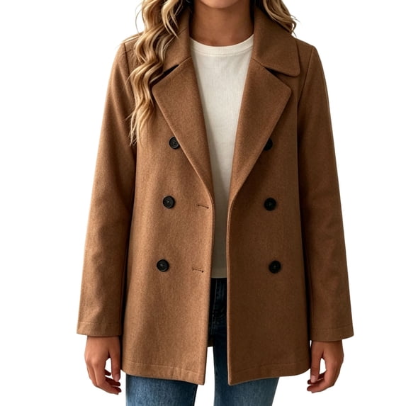 Plebaso Girls Collared Trench Coats Double Breasted Kids Pea Coat Windbreaker Long Sleeve Casual Outerwear