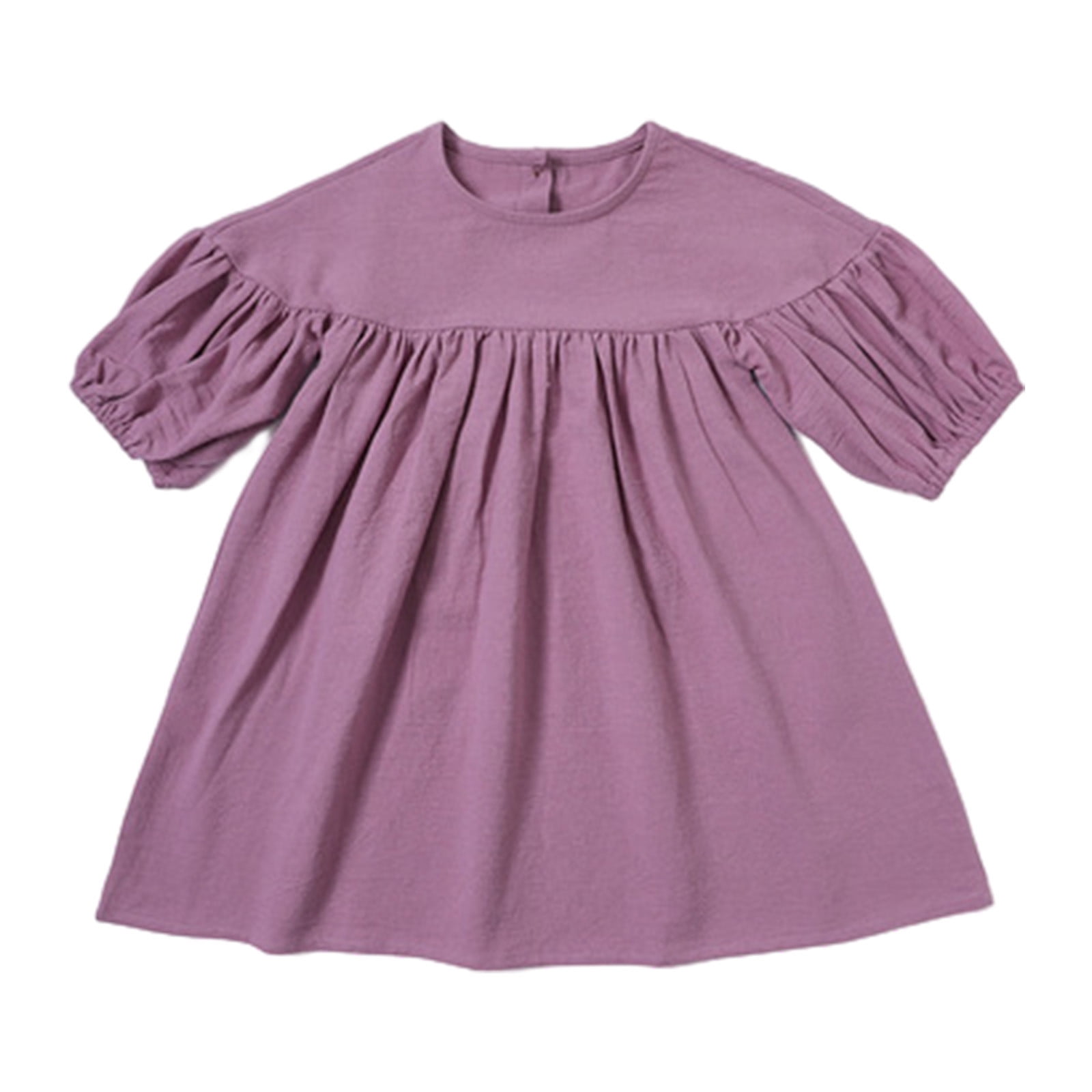 Plebaso Girls Dresses Spring Summer Long Sleeve Solid Color Cotton ...