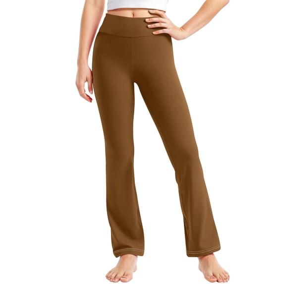 Plebaso Girls High Waisted Yoga Pants Bootcut Stretch Lounge Pants Kids Girls Dance Pants Activewear