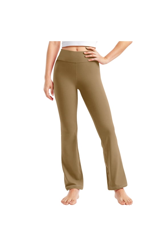 Girls High Waisted Yoga Pants Bootcut Stretch Lounge Pants Kids Girls Dance Pants Activewear