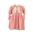 thumbnail image 1 of Plebaso Girls Knitted Dresses Long-sleeved Solid Color Bow Sweater Princess Dress Baby Spring And Fall Clothes, 1 of 6
