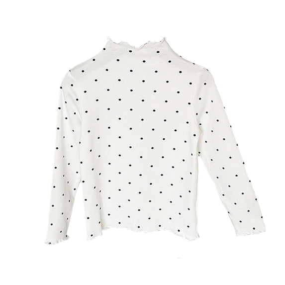 Plebaso Girls Mock Neck Tops Ruffle Trim Long Sleeve Cotton Tee Shirts Girls Cute Undershirts for Kids
