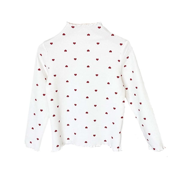 Plebaso Girls Mock Neck Tops Ruffle Trim Long Sleeve Cotton Tee Shirts Girls Cute Undershirts for Kids