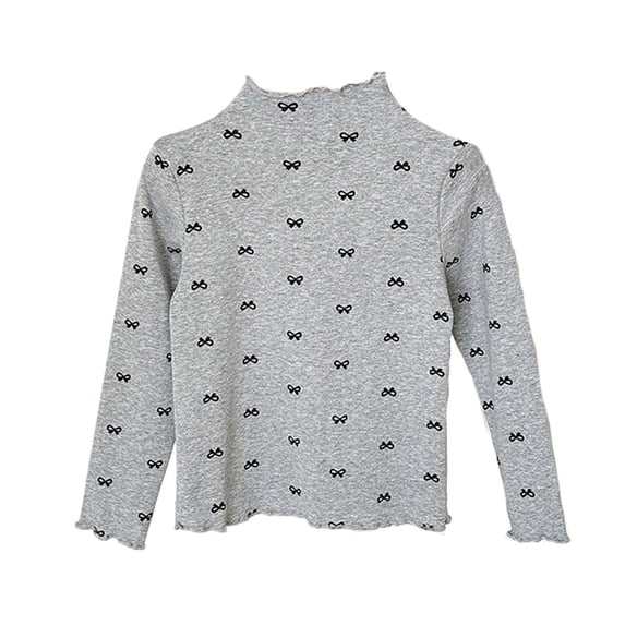 Plebaso Girls Mock Neck Tops Ruffle Trim Long Sleeve Cotton Tee Shirts Girls Cute Undershirts for Kids