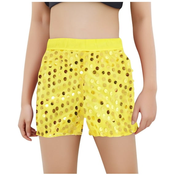 Plebaso Girls Sequin Shorts Boys High Waist Sparkly Glitter Party Shorts Kids Fashion Dancewear Outfits