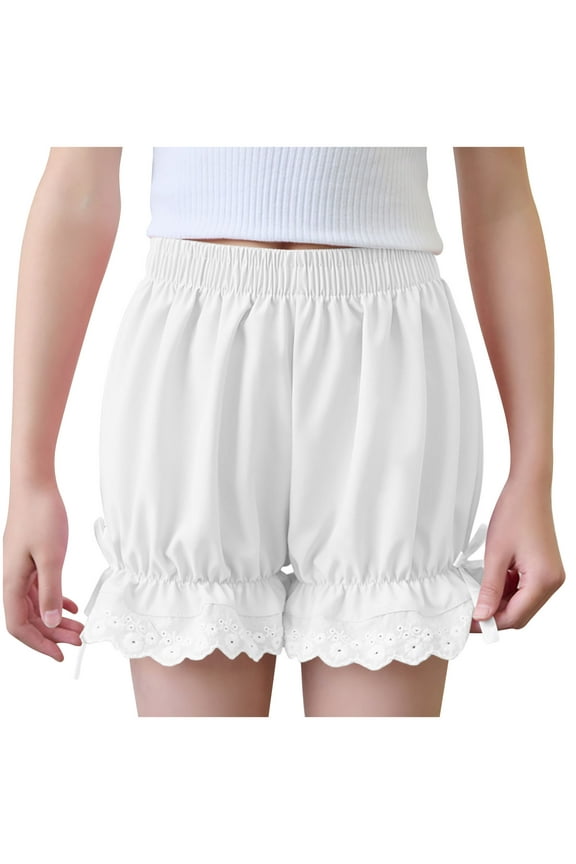 Girls Shorts Elastic Waist Cute Bloomers Summer Thin Under Dress Dance Shorts for 4-17 Years