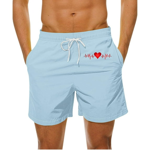 Plebaso Graphic Shorts for Men Big and Tall Drawstring Casual Shorts Print Lightweight Mens Beach Shorts